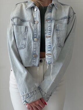 Denim jacket Light Wash Cropped Denim Jacket